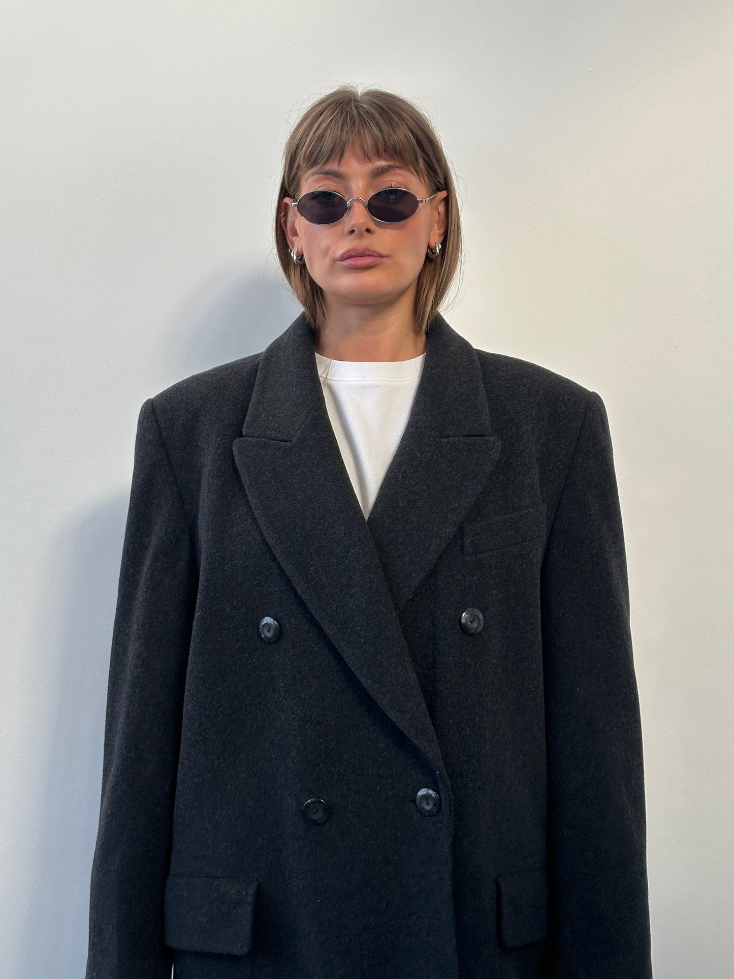 Italian Vintage 1980s Pure Wool Double Breasted Coat - XL