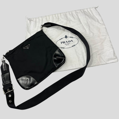 Prada Milano 00’s Nylon & Patent Leather Crossbody Bag | O/S, Black