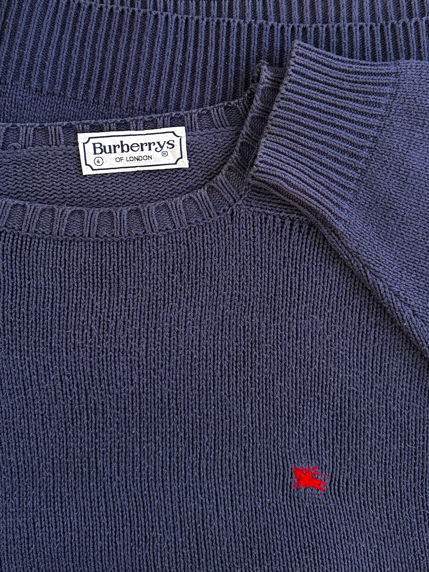 Burberry 1990s Cotton Logo Knitted Jumper - L