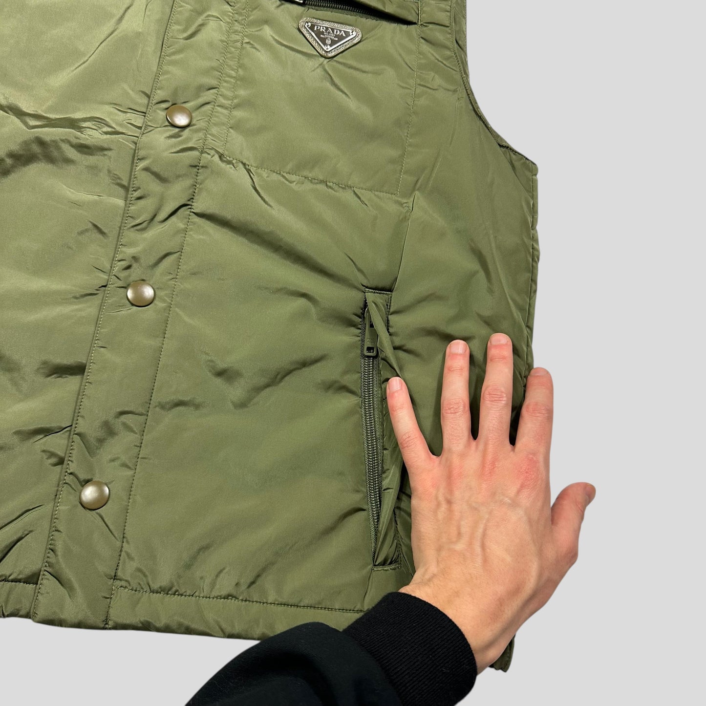 Prada 2023 Nylon Triangle Plaque Logo Padded Gilet Jacket - IT46 (S-M)