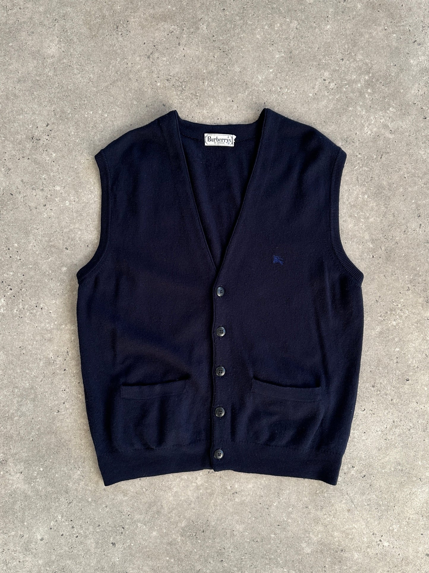 Burberry Lambswool Logo Sleeveless Cardigan - L