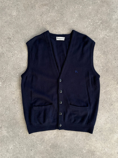 Burberry Lambswool Logo Sleeveless Cardigan - L