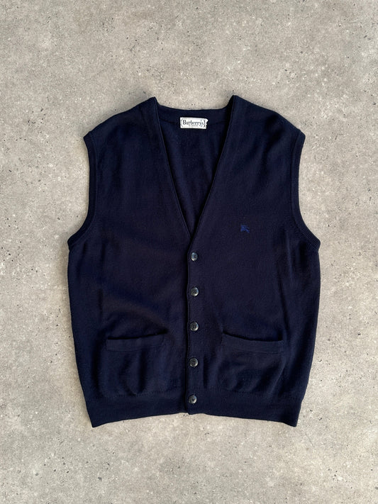 Burberry Lambswool Logo Sleeveless Cardigan - L