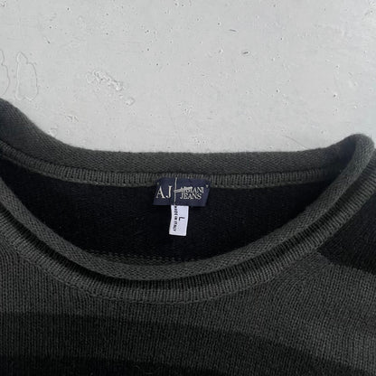 2000s armani jeans striped knit | Striped, Black