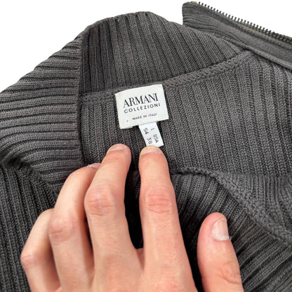 Armani Collezioni 00’s Merino Wool Shoulder Zip Jumper L | Large, Grey