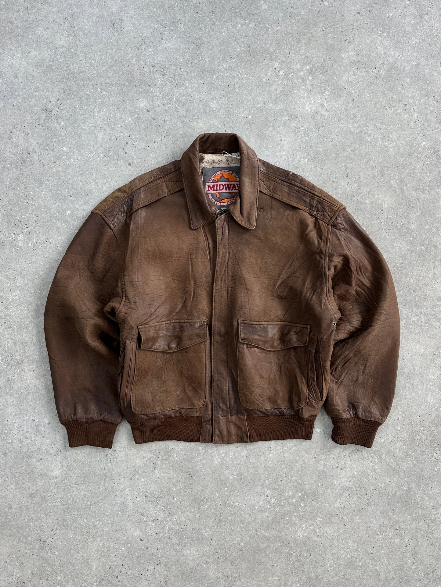 Vintage 90s Leather Bomber Jacket - M/L