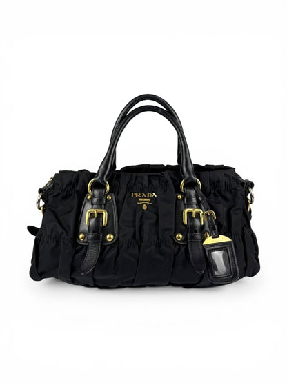 2010s Prada Nylon Tessuto Gaufre Black Handbag | O/S, Black