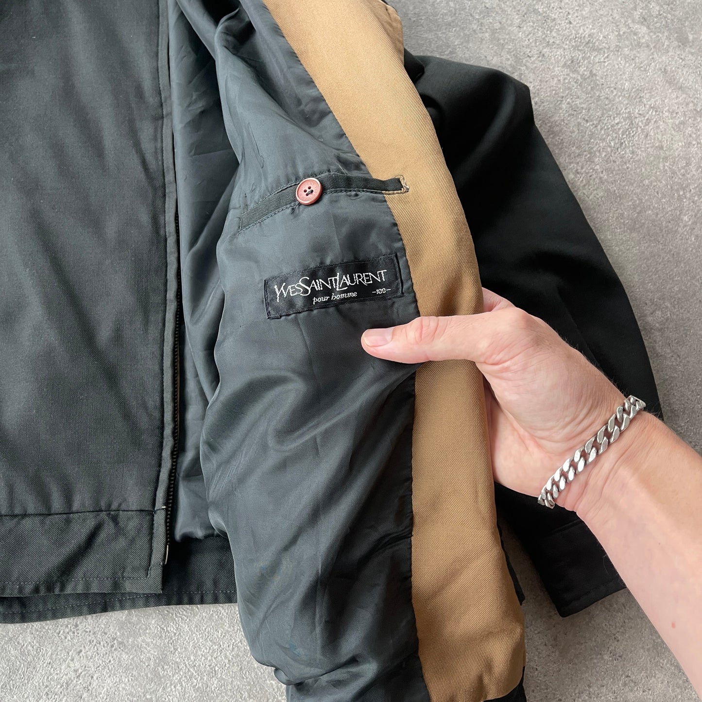 YSL 2000s embroidered logo harrington jacket (L)