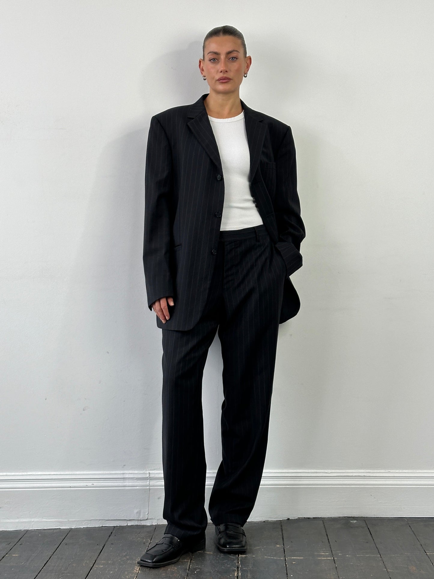 Versace Classic Stripe Pure Wool Single Breasted Suit 44R/W32