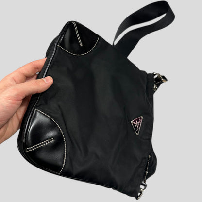 Prada Milano 00’s Nylon & Patent Leather Crossbody Bag | O/S, Black