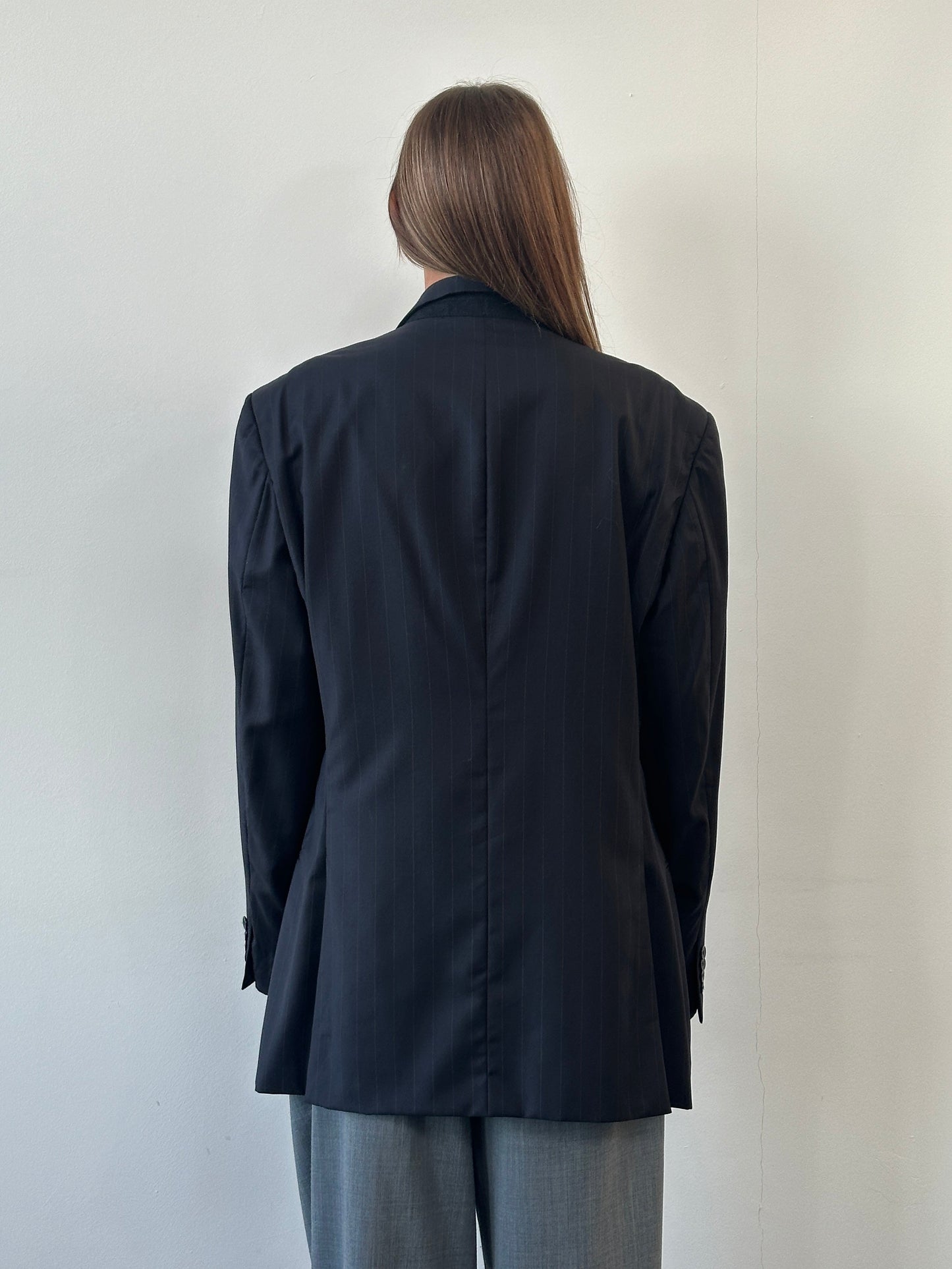 Armani Collezioni 2000s Pure Wool Stripe Single Breasted Blazer - 44L/XXL