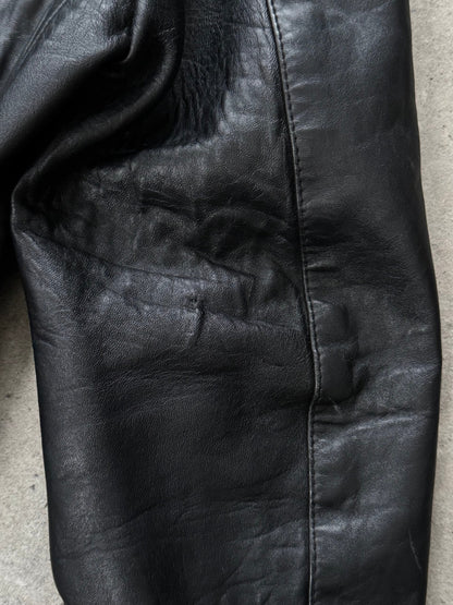 Vintage 1990s Leather Belted Trench Coat - S/M
