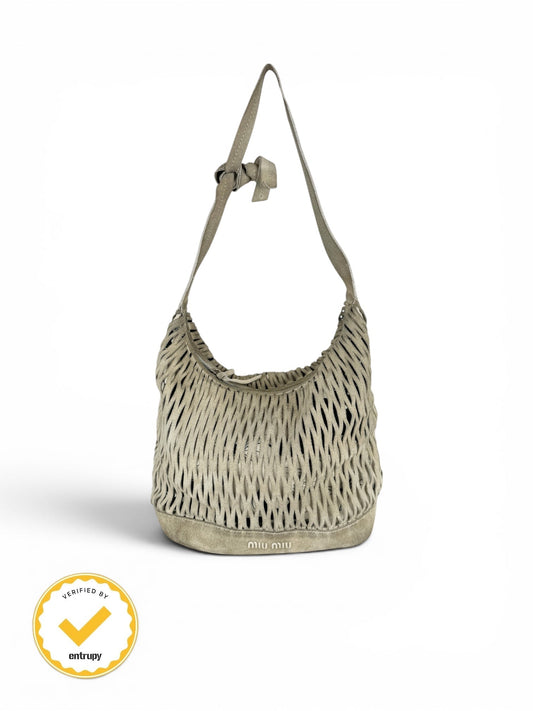 90s Miu Miu Suede Lattice Hobo Bag | O/S, Multicoloured