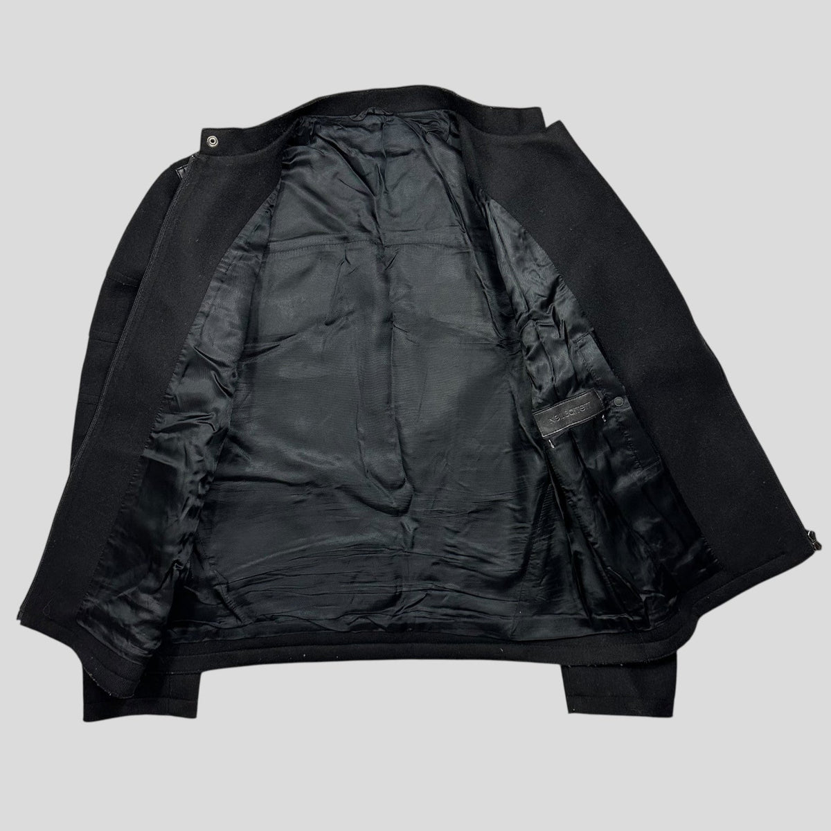 Neil Barrett 00’s Leather + Wool Modular Zip Panelled Biker Jacket - M | Large, Black