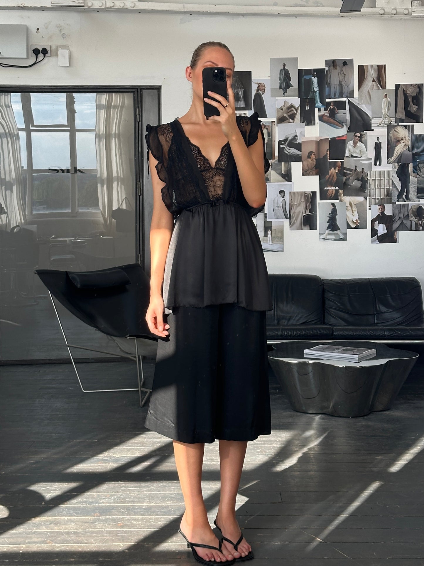 Vintage 2000s Lace Sheer Babydoll Satin Top - M