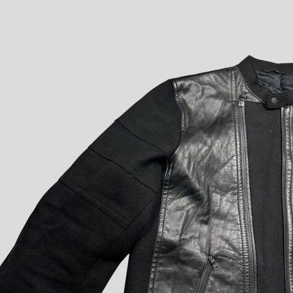 Neil Barrett 00’s Leather + Wool Modular Zip Panelled Biker Jacket - M