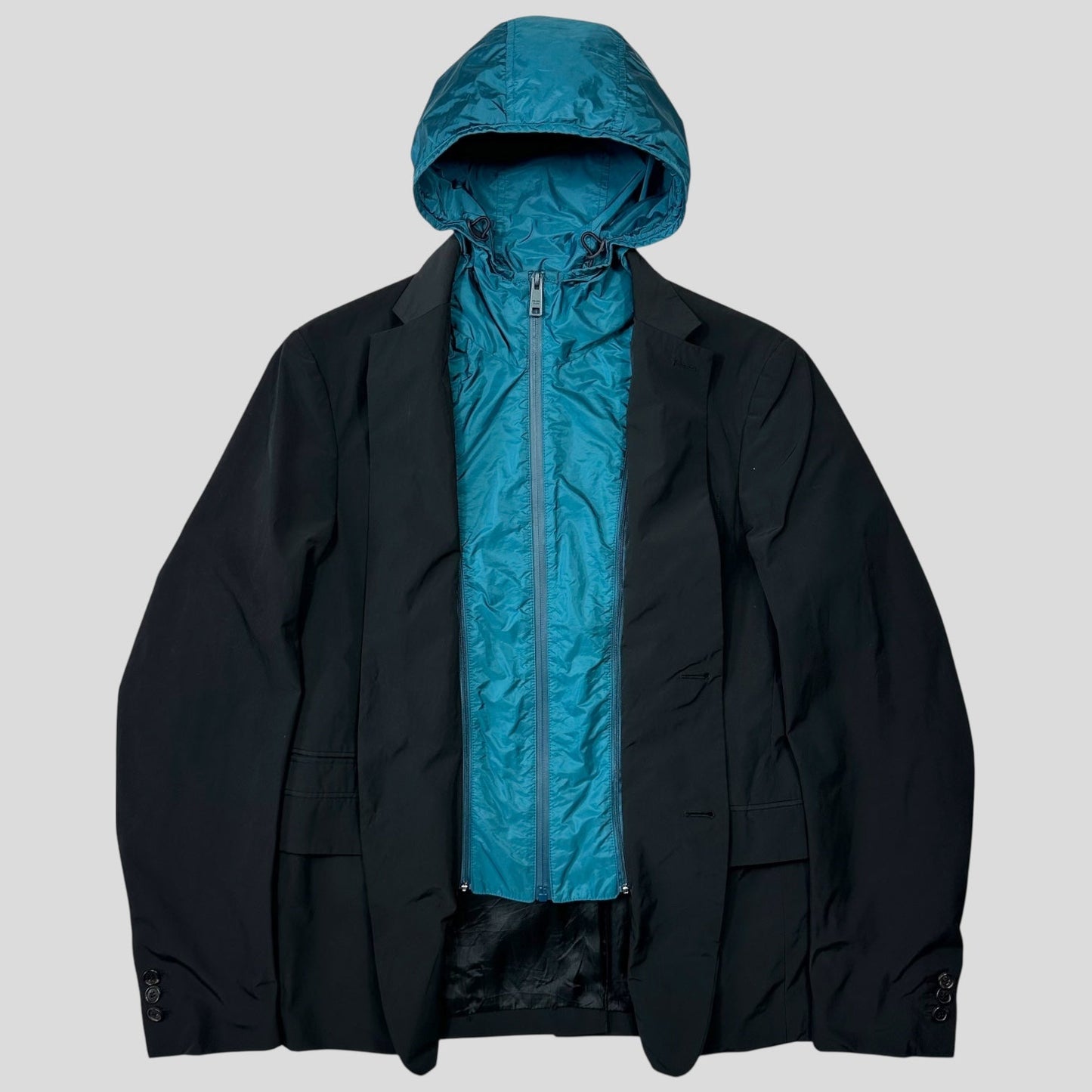 Prada 2017 Nylon Blazer Jacket with Removable Nylon Hood - IT50