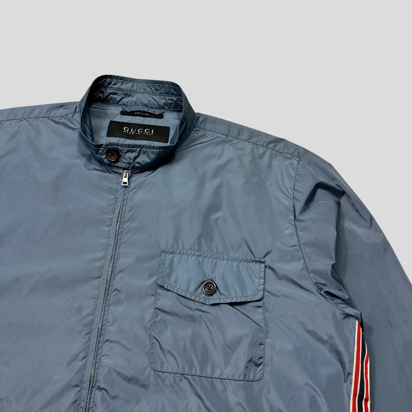 Gucci 2012 Baby Blue Stripe Seam Nylon Shimmer Jacket - IT52 (L)