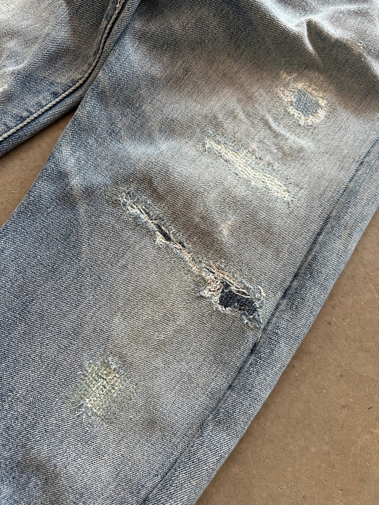 1990's Levi's 501 Repaired ‘Big E’ Selvedge Jeans - 34 x 30 | W34, Red