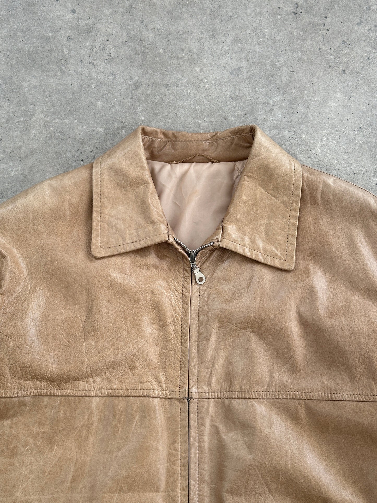 Italian Vintage Minimal Leather Jacket - L