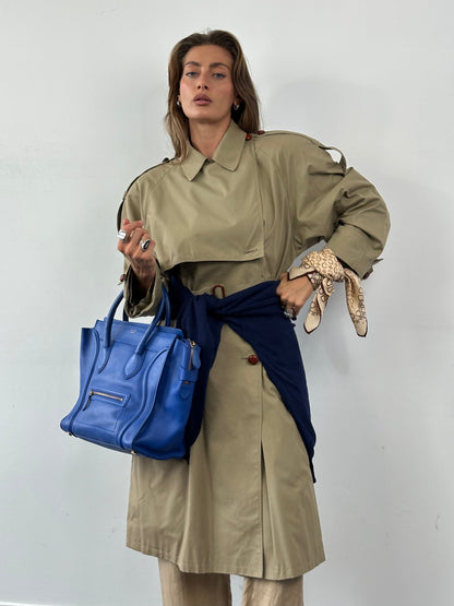 Vintage 1980s Nova Check Belted Trench Coat - M