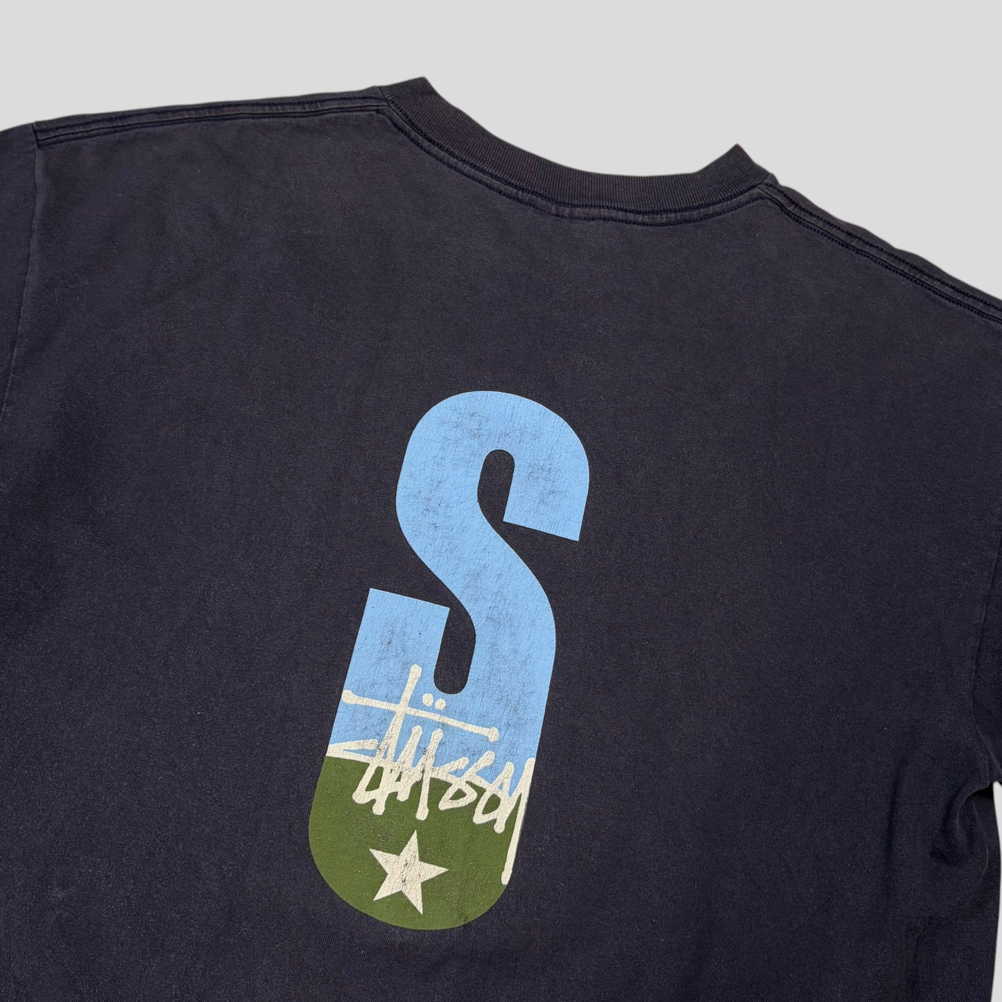 Stussy 1998 Big S Double Sky Logo  T-shirt - XL | O/S, Navy