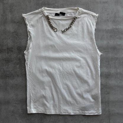 DIESEL DISTRESSED CHAIN TOP | O/S, Black