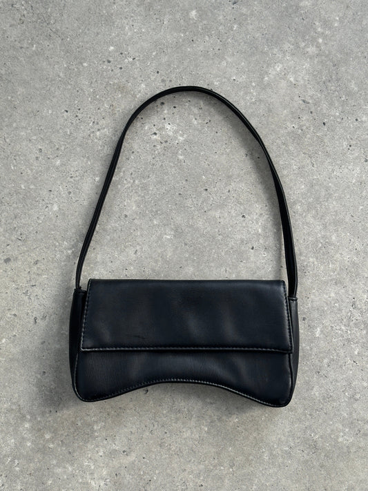 Vintage Faux Leather Curved Shoulder Bag