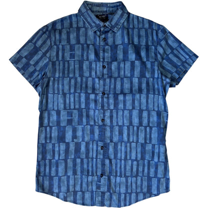 Armani Jeans 00’s All Over Print Short Sleeve Shirt M | Medium, Blue