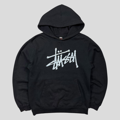 Stussy 00’s Embroidered Appliqué Monogram Logo Boxy Hoodie - S/M