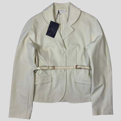 Prada Milano SS99 Tecno Stretch Belted Blazer Jacket - IT44 | Default Title, Cream