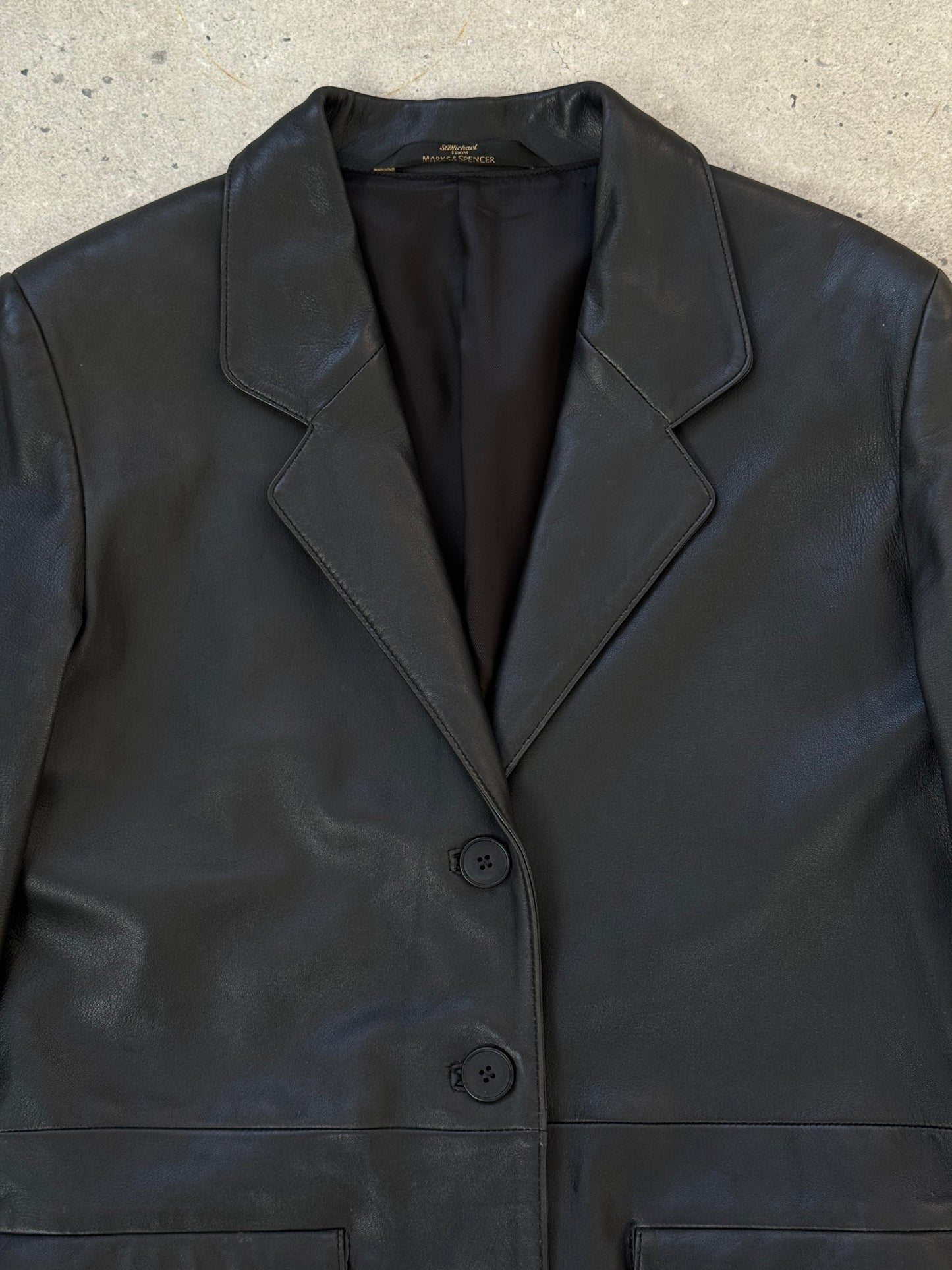 St Michael 1990s Lambskin Smooth Leather Trench Coat - M