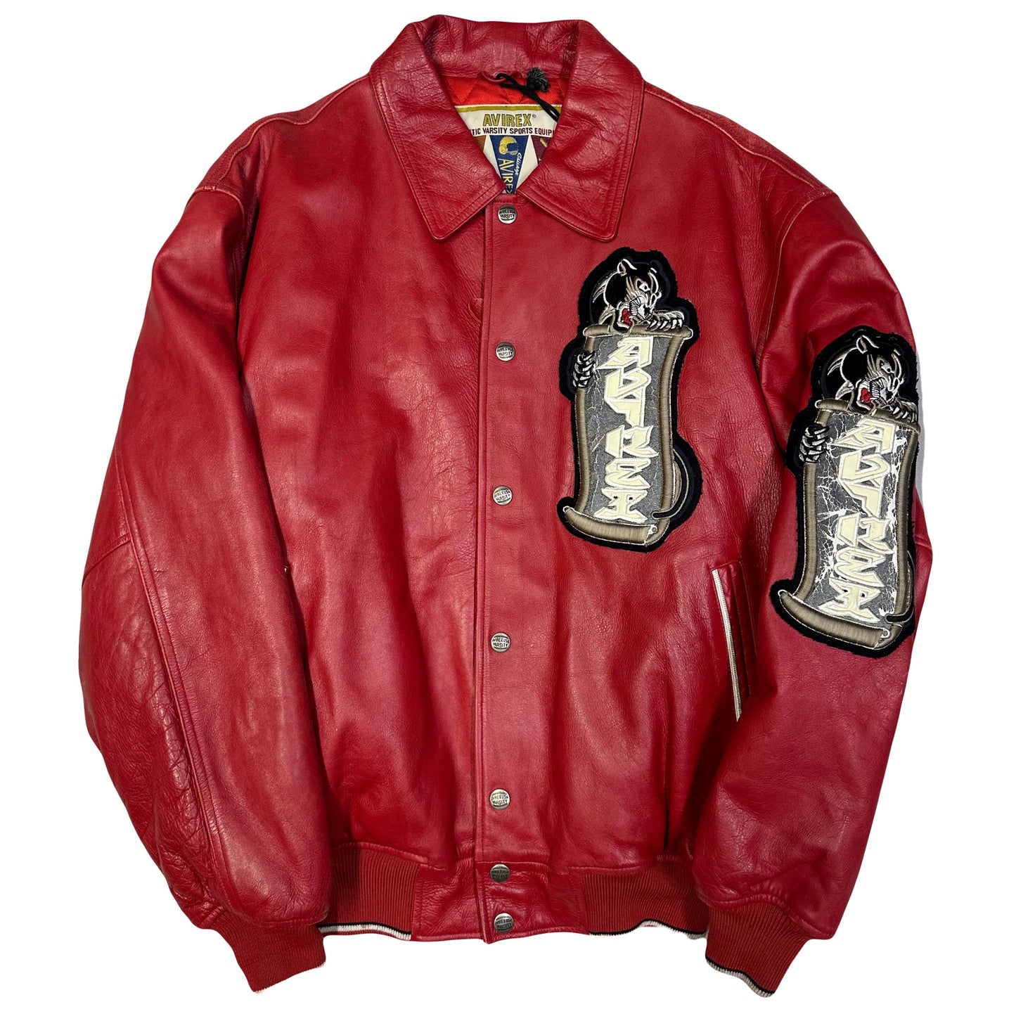 Avirex Speed Tigers Leather Jacket In Red ( S )