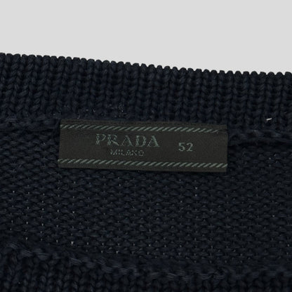 Prada Milano 2010 Chunky Striped Knit Jumper - M | Medium, Navy