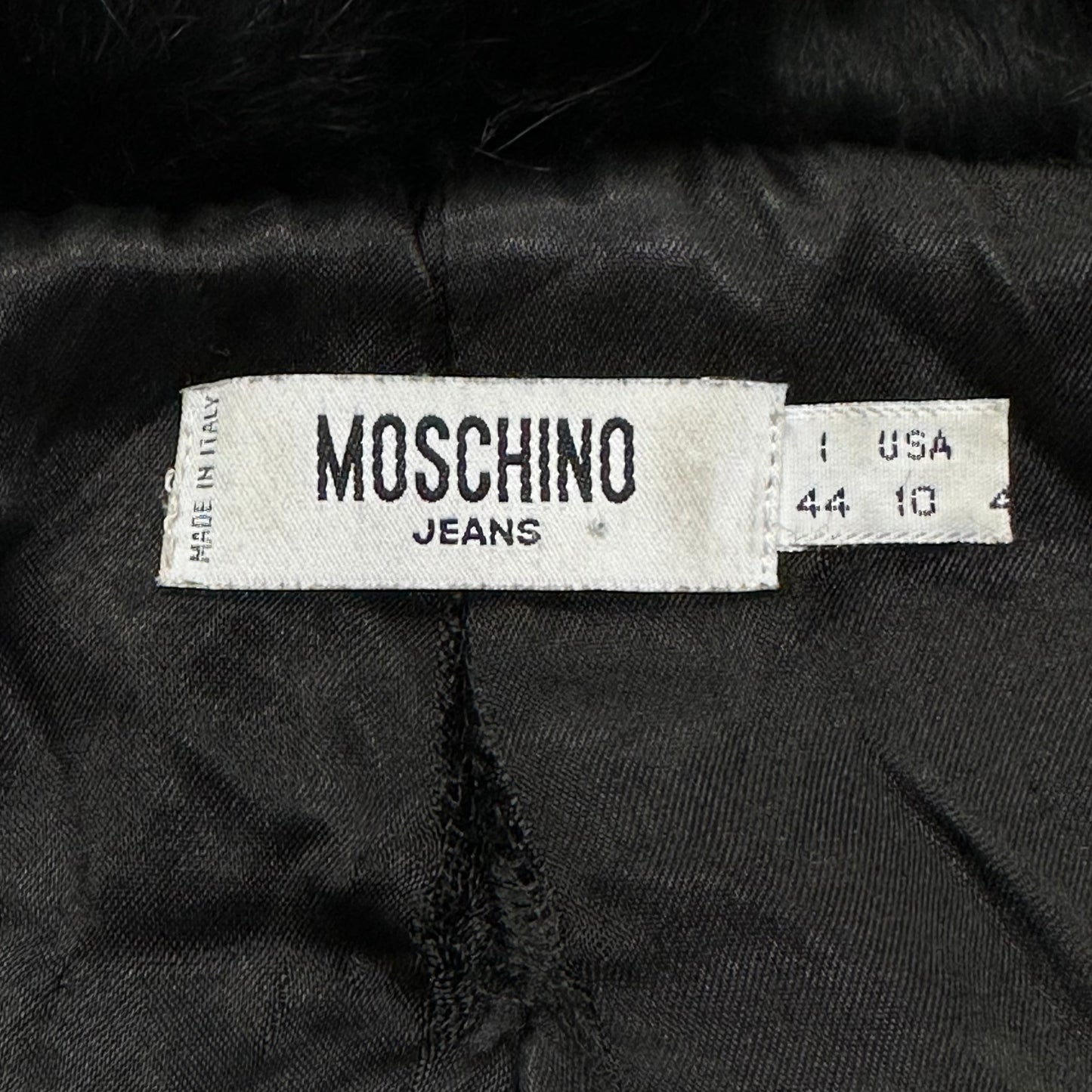 Moschino Jeans 00’s Rabbit Fur Collar Cropped Furry Jacket - UK8-12 | Default Title, Black