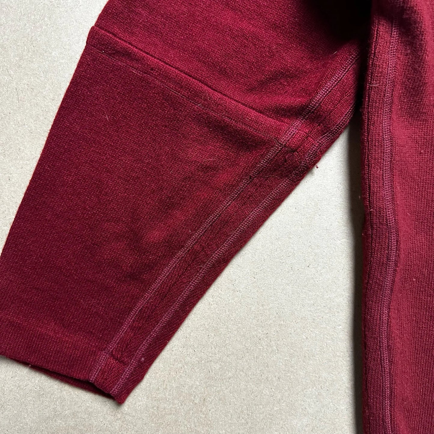 A/W 1988 Crimson Red Ribbed V-neck Sweater