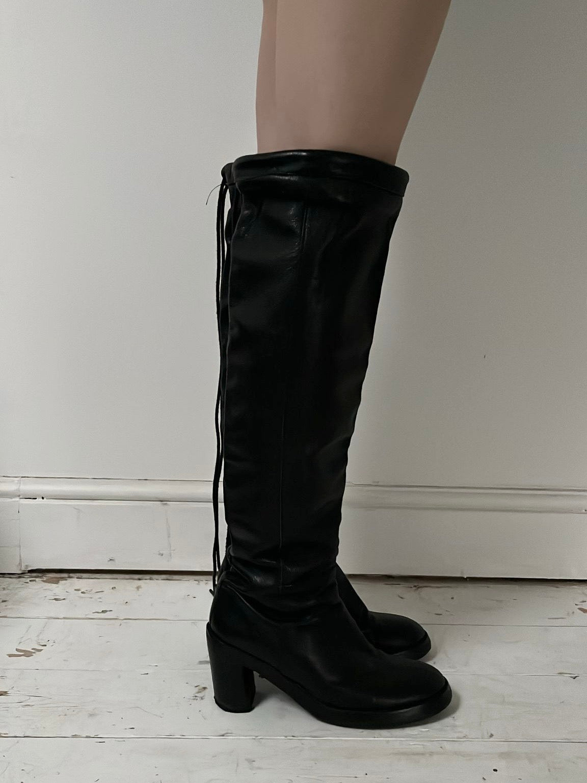 ANN DEMEULEMEESTER KNEE HIGH BOOTS (EU 40, FITS 41) | DEFAULT TITLE, Black