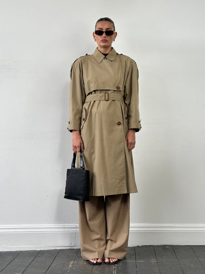 Vintage 1980s Nova Check Belted Trench Coat - M