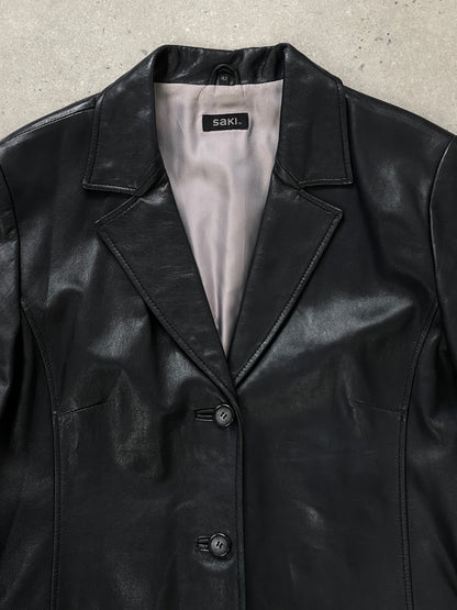 Vintage 1990s Minimal Leather Jacket - M