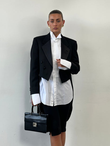 Vintage Wing Collar Tuxedo Dress Shirt - L