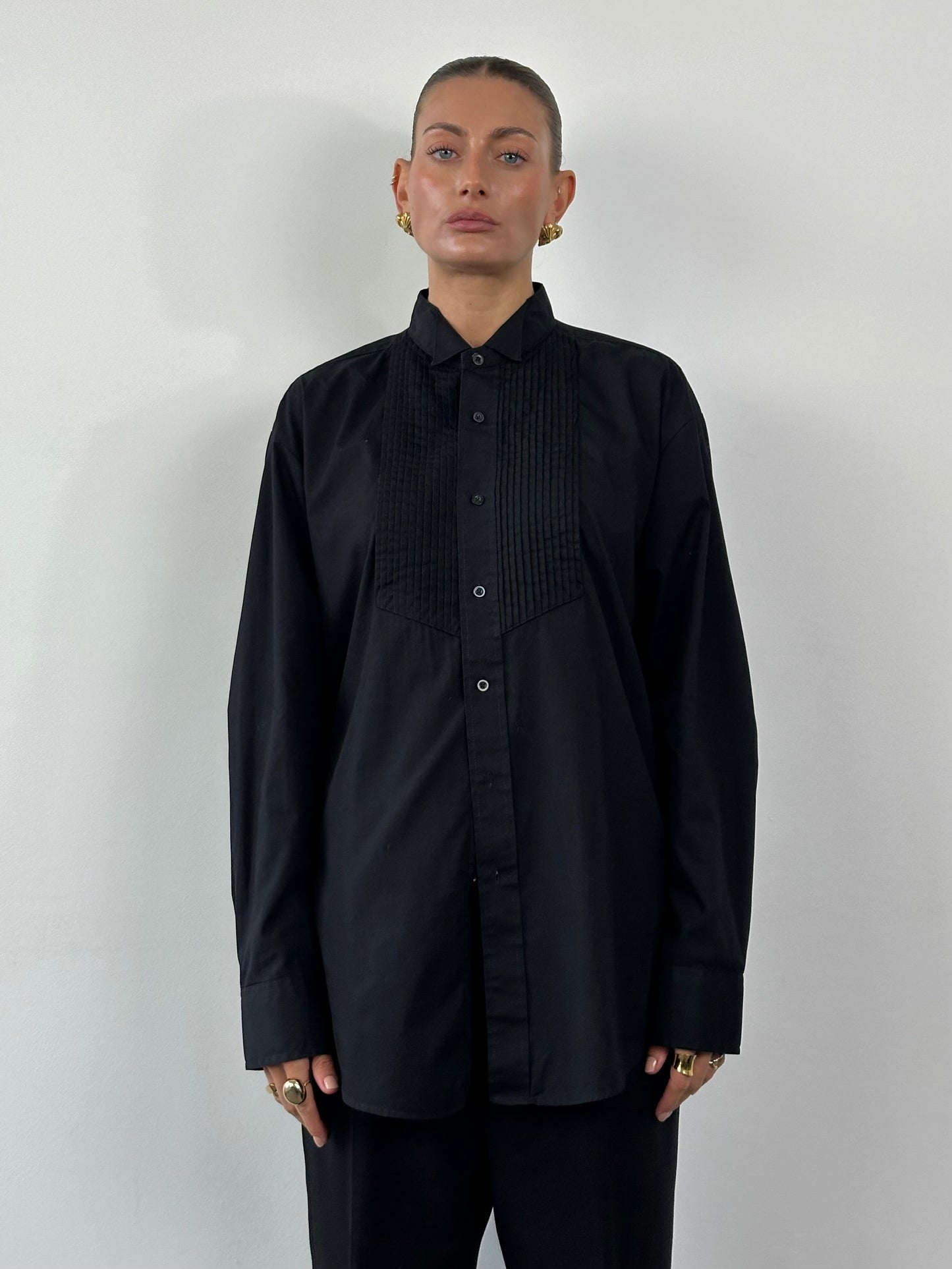 Vintage Pure Cotton Tuxedo Shirt - XL