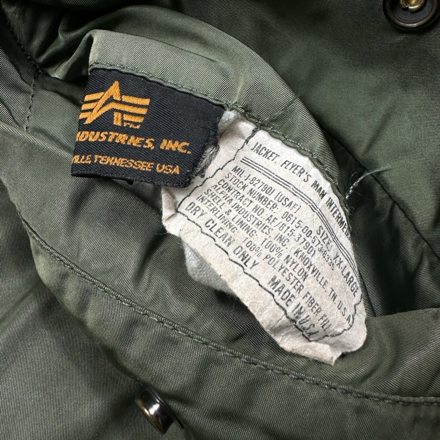 Vintage Alpha Industries Khaki MA-1 Flight Jacket