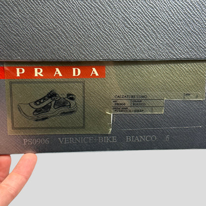 Prada Americas Cup Patent Cream & Grey Mesh Trainer - UK7.5