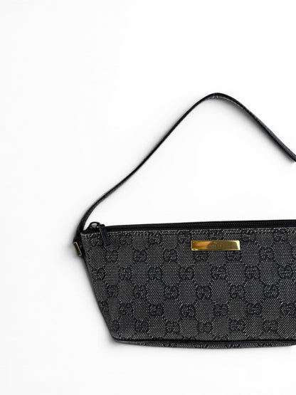 2000s Gucci Monogram Black/Grey Pochette Boat Bag | O/S, Multicoloured