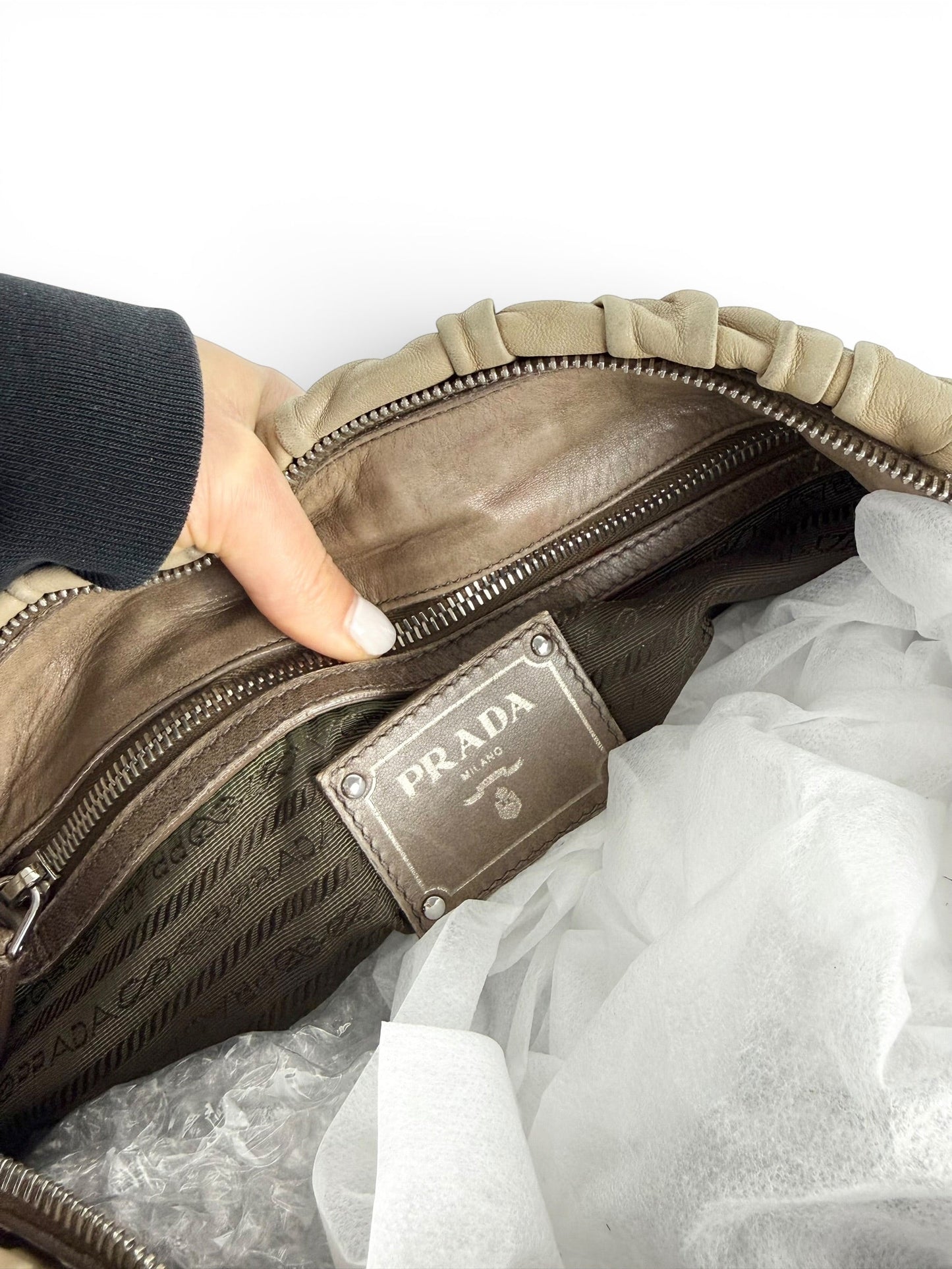 2010s Prada Tessuto Gaufre 2Way Handbag | O/S, Brown