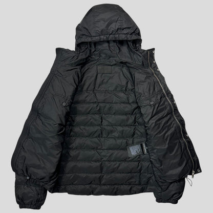 Prada 2018 Nylon Down Tri-Pocket Plaque Logo Puffer - S/M