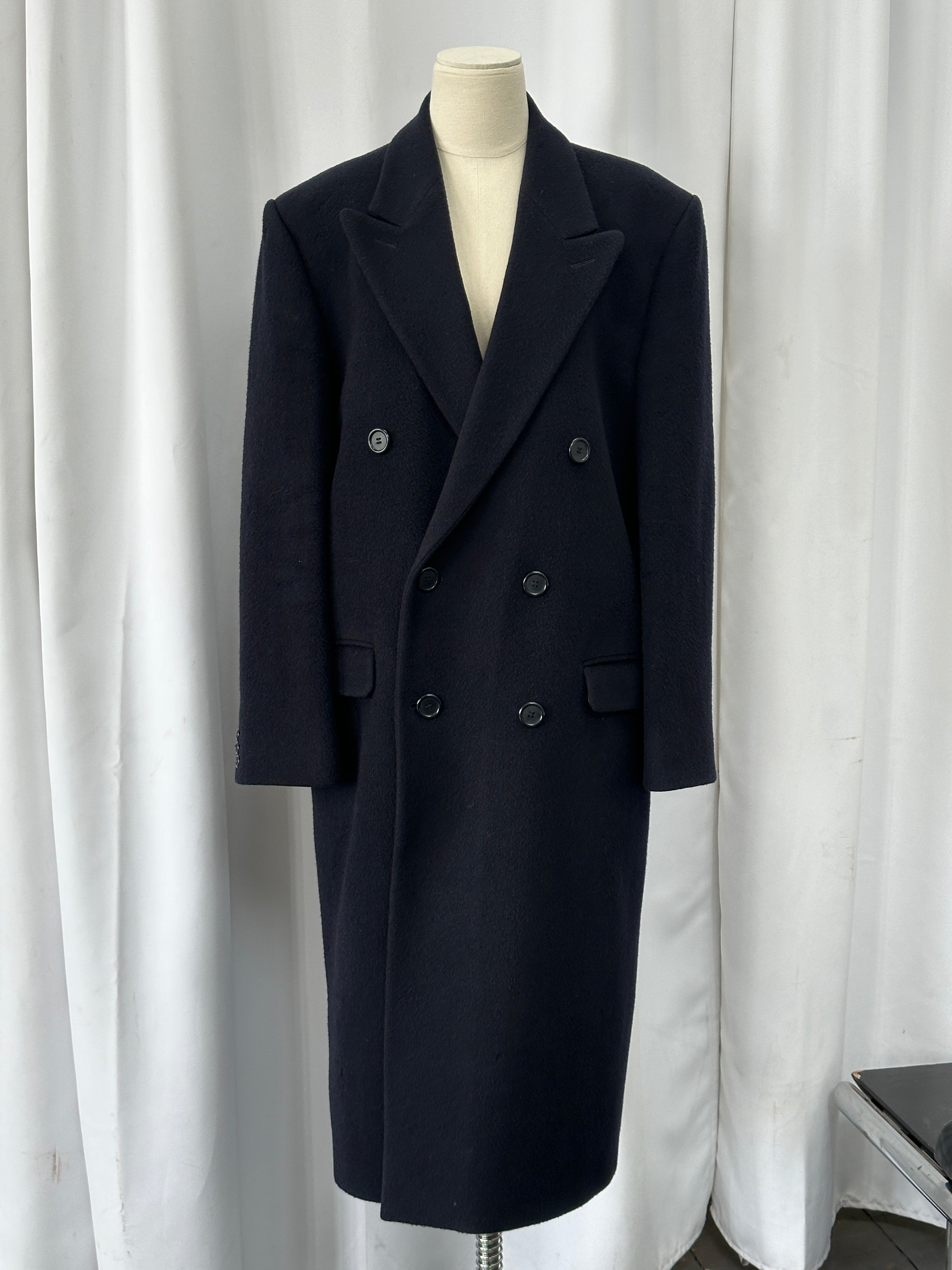 British Vintage 1990s Wool Cashmere Double Breasted Coat - XL