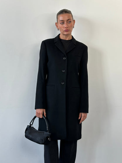 Vintage 1990s Wool Cashmere Single Breasted Coat - M