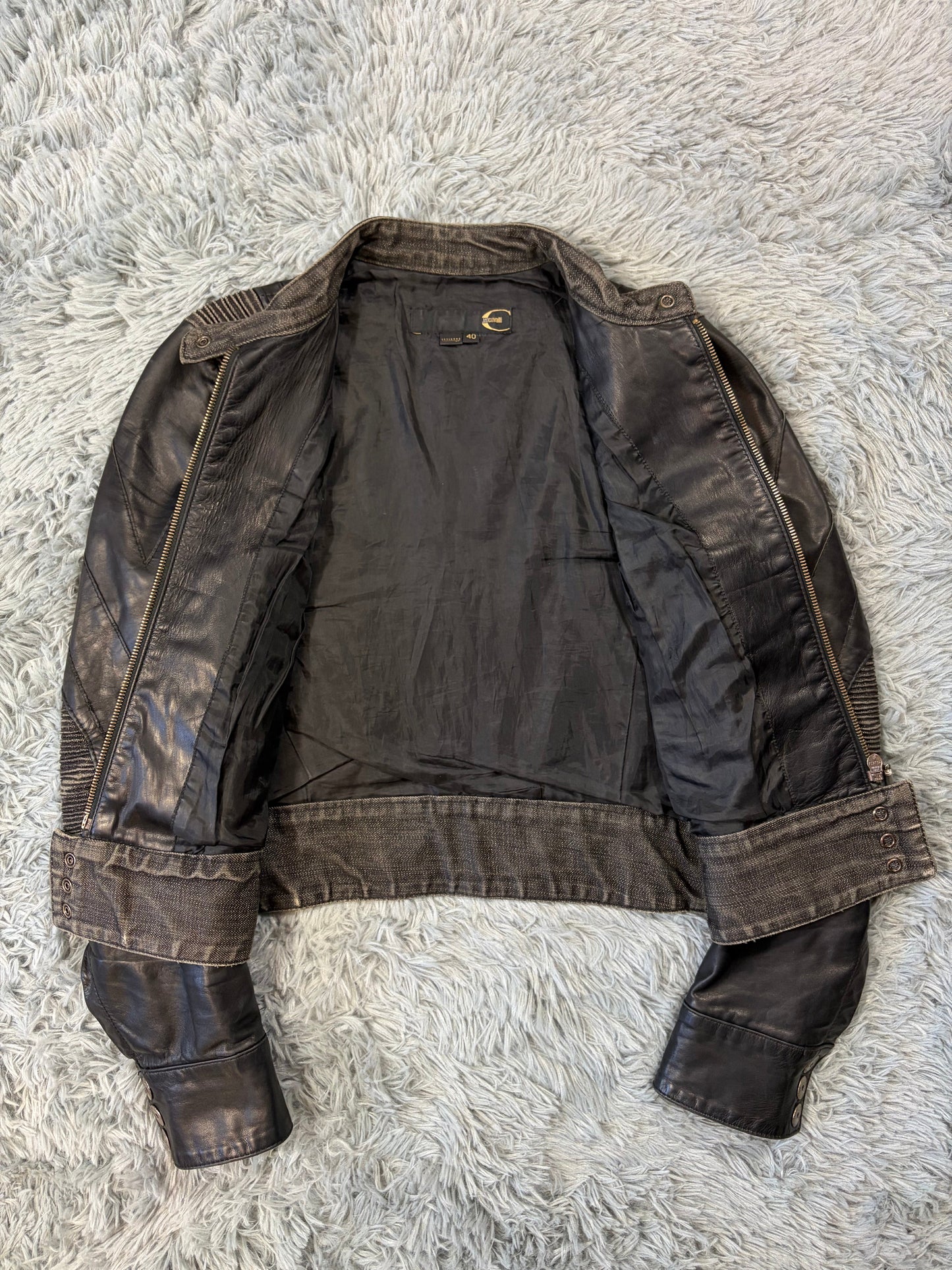 Just Cavalli 00’s Women’s Leather Rocker Biker Jacket - IT40 | O/S, Black