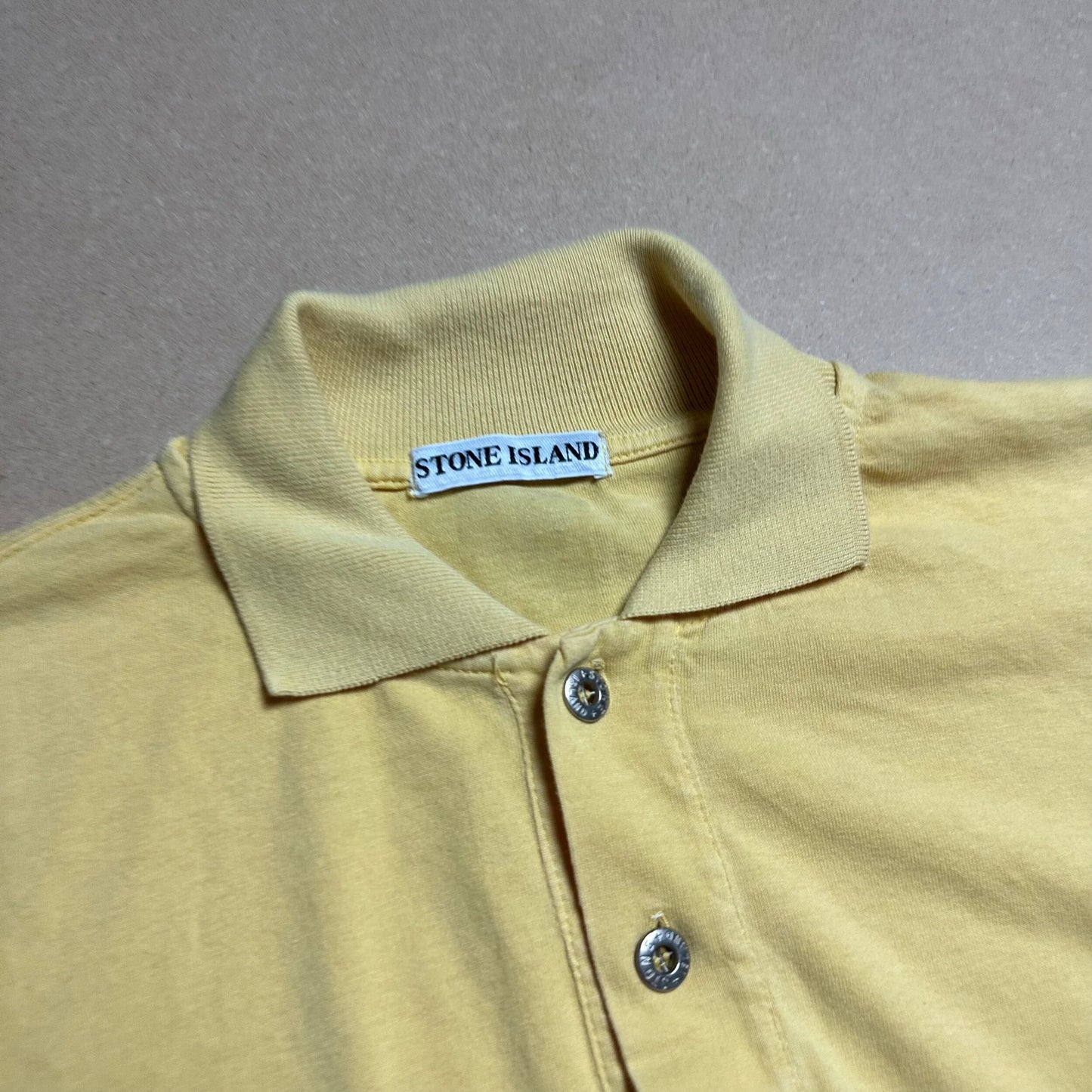 S/S 1993 Corn Yellow Marina Spell Out Polo Shirt